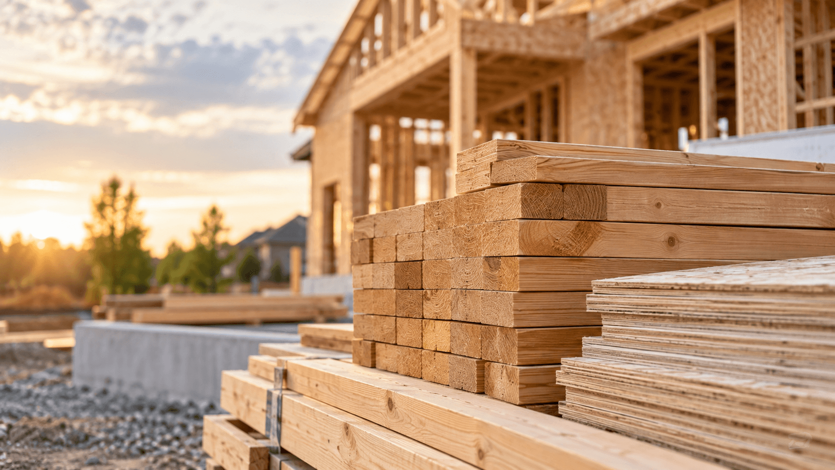 Illustrative lumber and residential construction materials